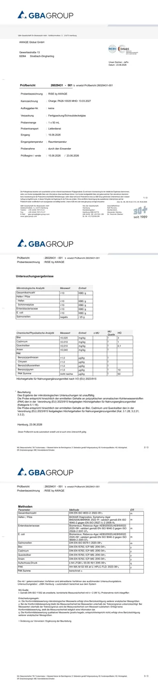 Laborprüfbericht RISE